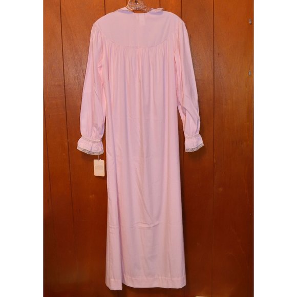 NWT Vintage Barbizon Feathaire Flannel Pink Nightgown Petite Lace Pintuck Pleat - Picture 3 of 16